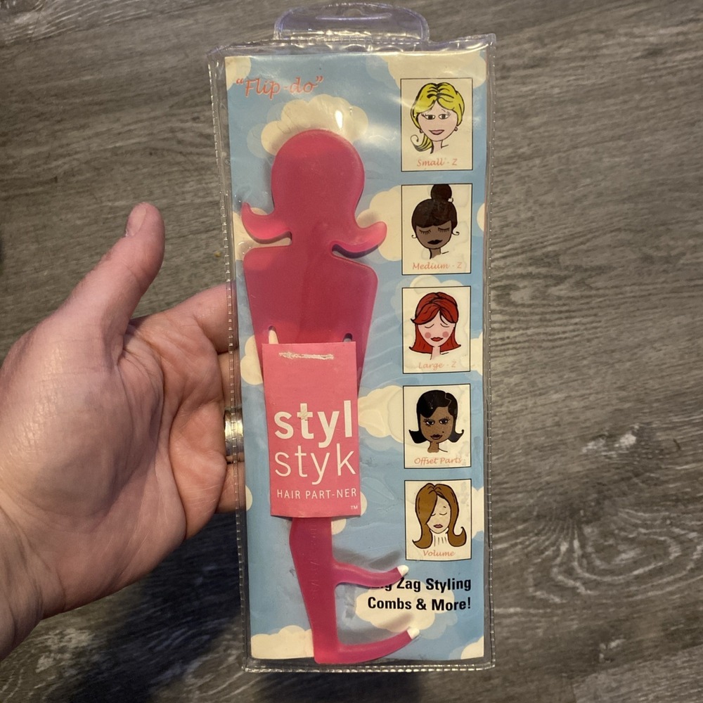 NEW VINTAGE Y2K STYL STYK HAIR PART-NER HAIR PARTING STYLING TOOL PINK MERMAID